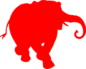 Elephant Silhouette Red Clip Art - vector clip art ...