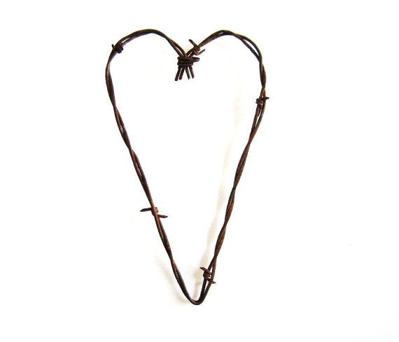 Rustic Wedding Decor . barbed wire folk heart . by TheLonelyHeart