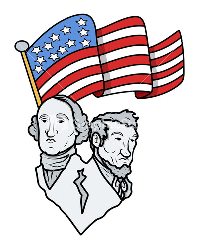 Washington And Lincoln Vector Cartoons On Presidents Day Celebration