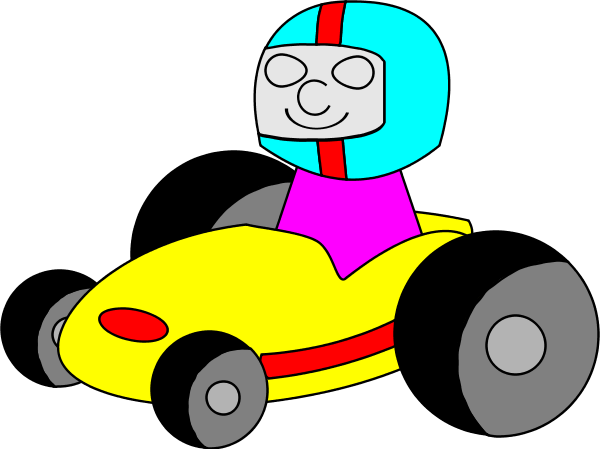 Man Racing Car Cartoon - vector Clip Art