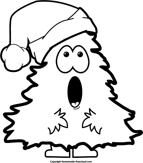 Free black and white christmas tree clipart