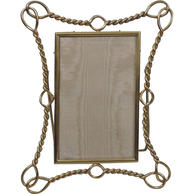 Antique English Brass Picture Frame with Nautical Rope Motif from ...