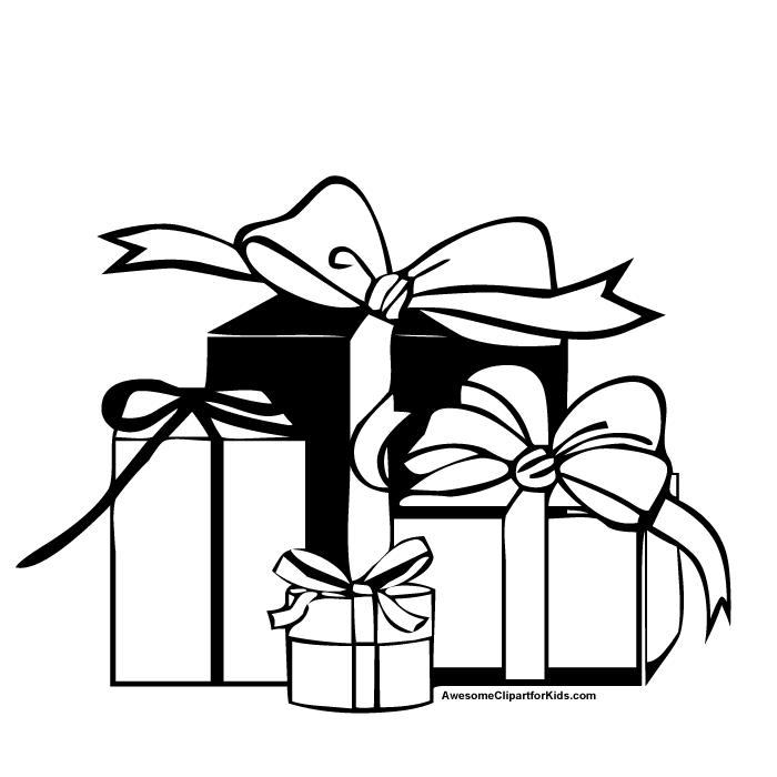 christmas gift clipart black and white - photo #23