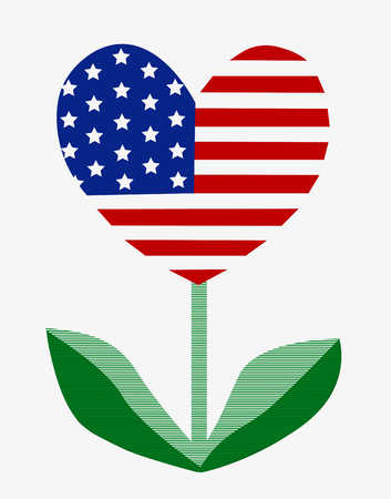 Stock Illustration - Heart-shaped American flag flower