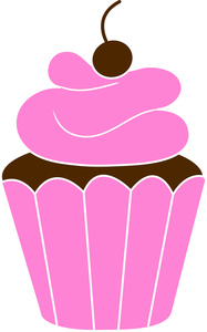 Cupcake Clipart Image - Pink and Chocolate Cupcake Icon
