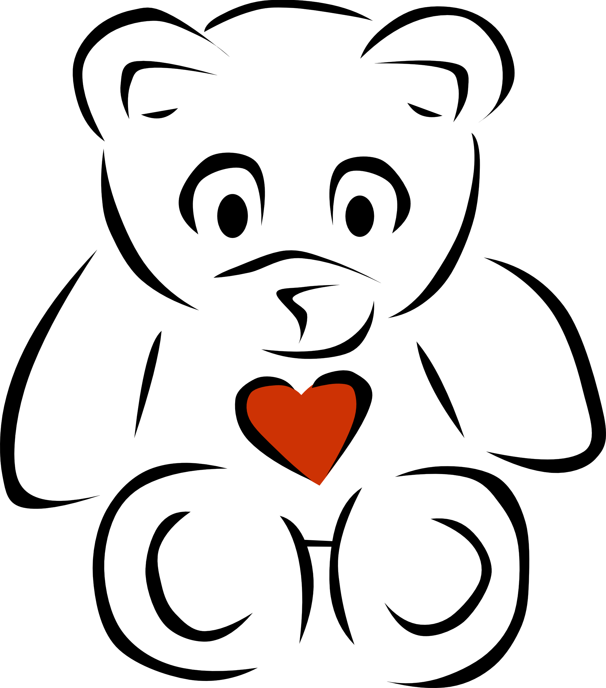 1271715178 clip art bear heart black white line ...