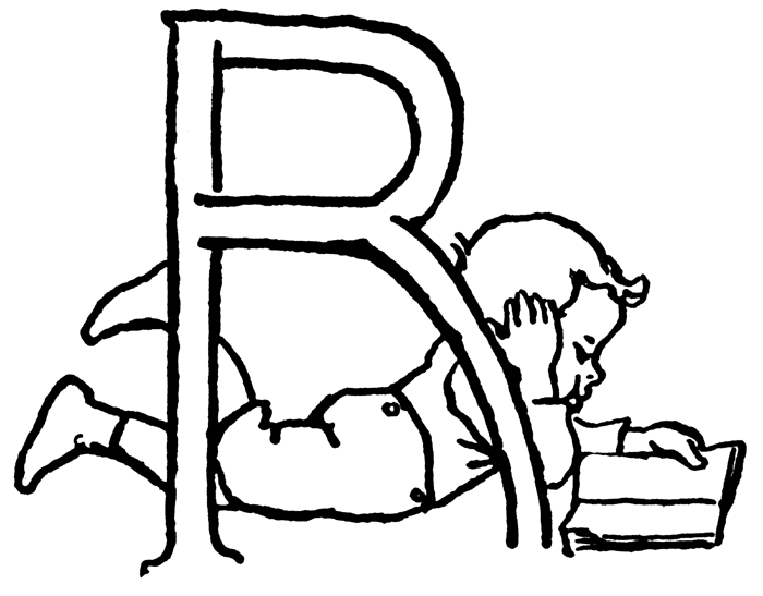 Free English letters coloring pages with baby images
