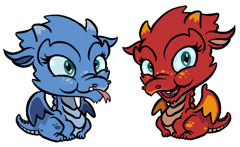 Blue and Red Baby Dragons