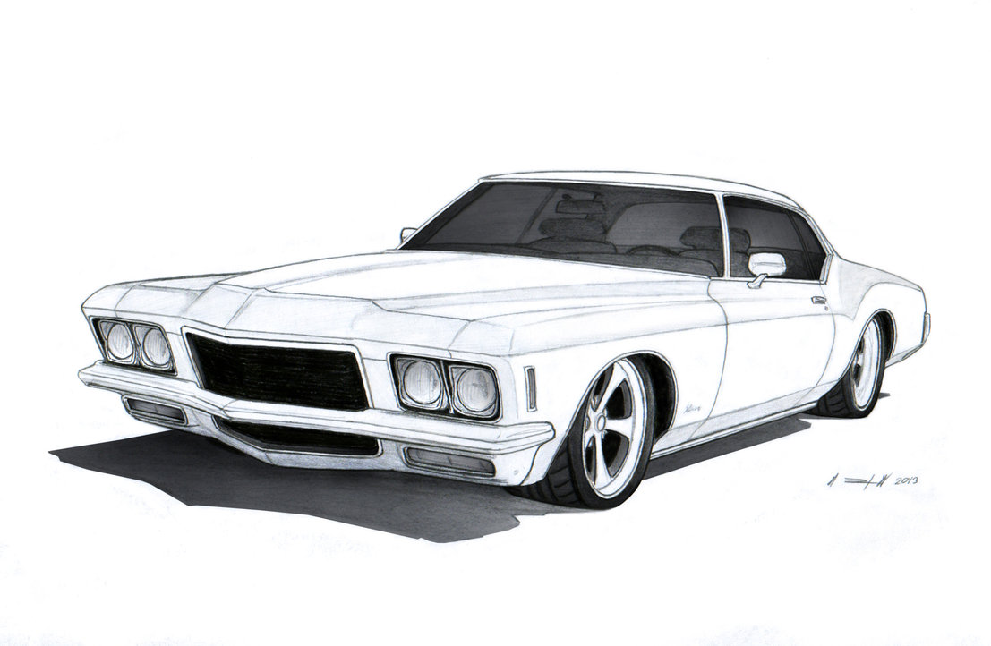 1971 Buick Riviera Custom Drawing by Vertualissimo