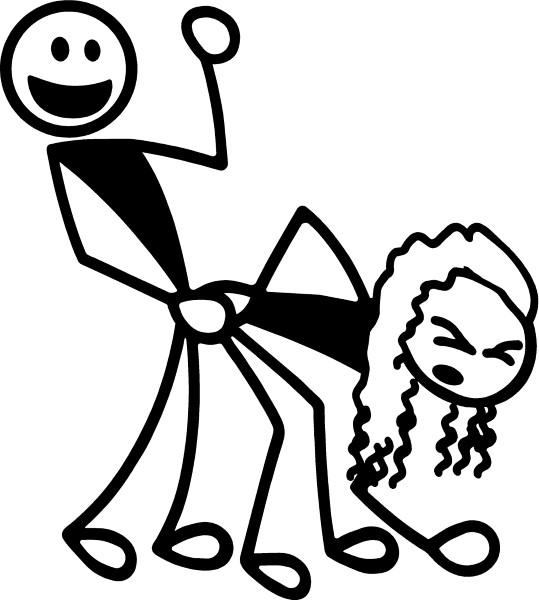 GIRL BENT OVER STICK FIGURE DECAL / STICKER 01