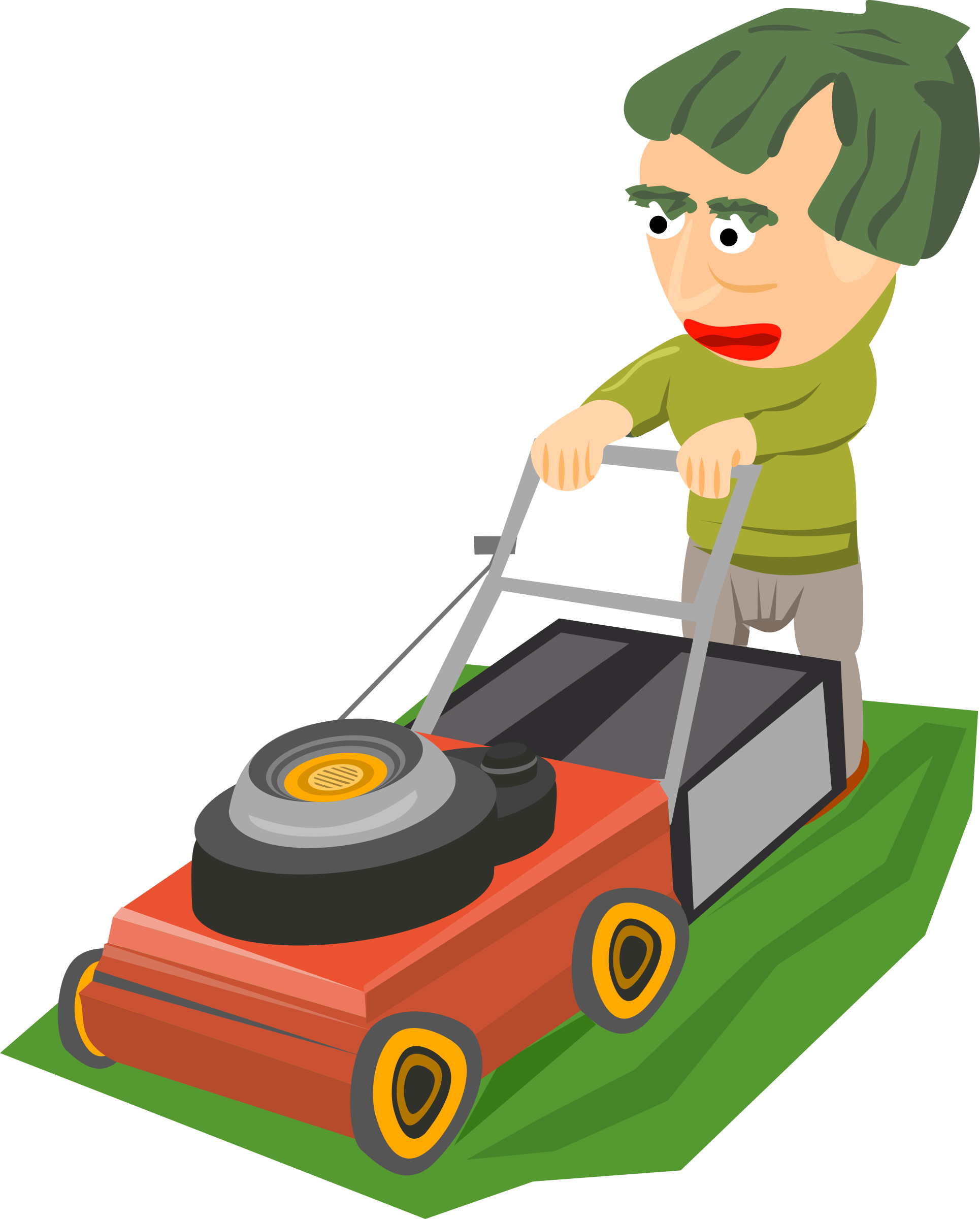 Clipart - Mowing the lawn