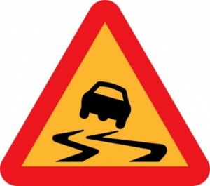 Slippery Road Sign clip art » Vector | Picideas.net - Vector Graphics