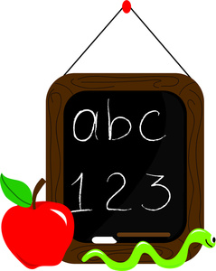 Learning Clipart Image - ABC Blackboard with an Apple for Teacher ...