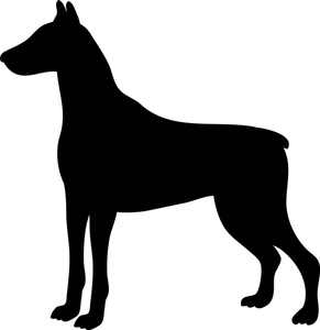 Doberman Clipart Image - Silhouette of a Doberman Pinscher dog