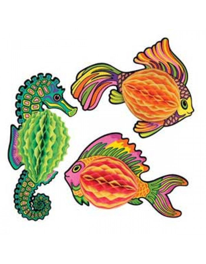 Honeycomb Cardboard Fish Cutouts Assorted Designs (25cm x 43cm ...