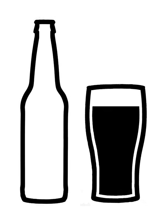 Beer bottle clipart black and white