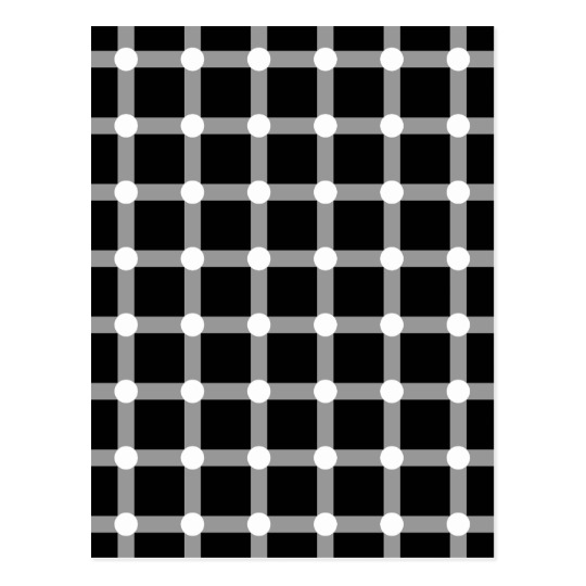 Black Dots Optical Illusion White Dot Squares Grid Postcard | Zazzle