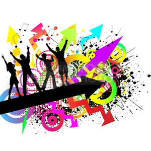 Clipart of Grunge party - People dancing on colourful grunge ...