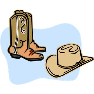 Cowboy hat boots clipart