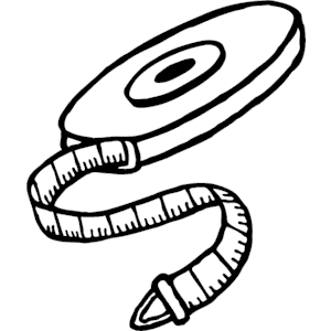 Tape measure black and white clipart
