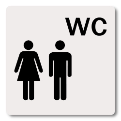 Schild "WC" Damen- u. Herren-Symbol Aluminium selbstklebend ...
