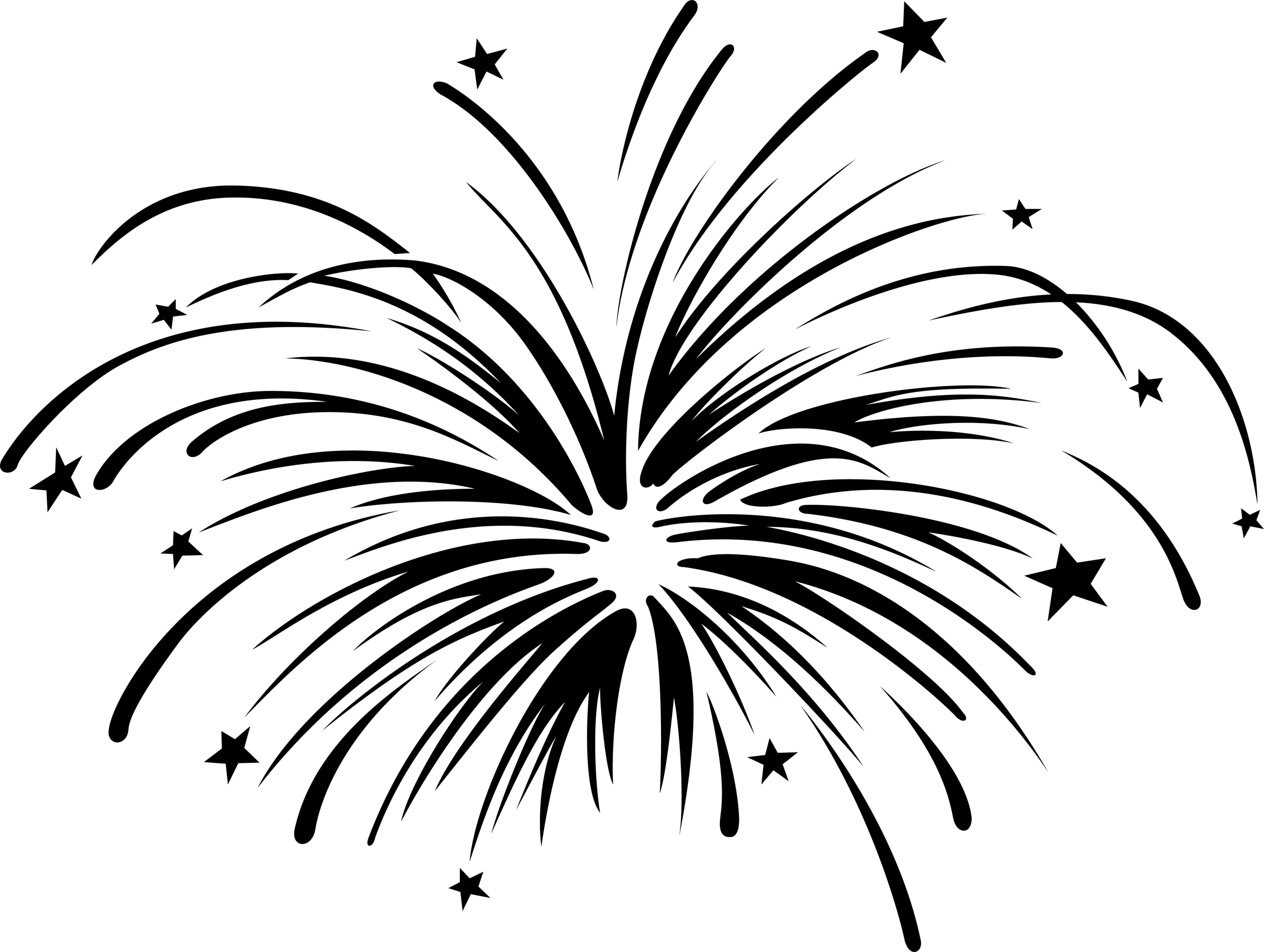 Fireworks Black And White Clipart