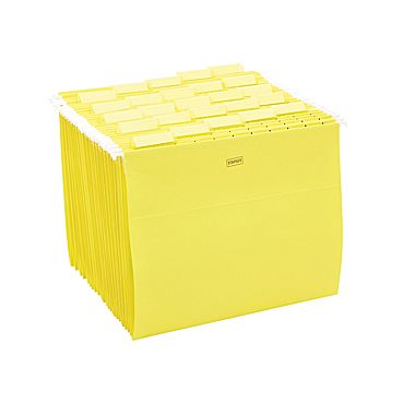 StaplesÂ® Colored Hanging File Folders, 5-Tab, Letter, Yellow, 25 ...