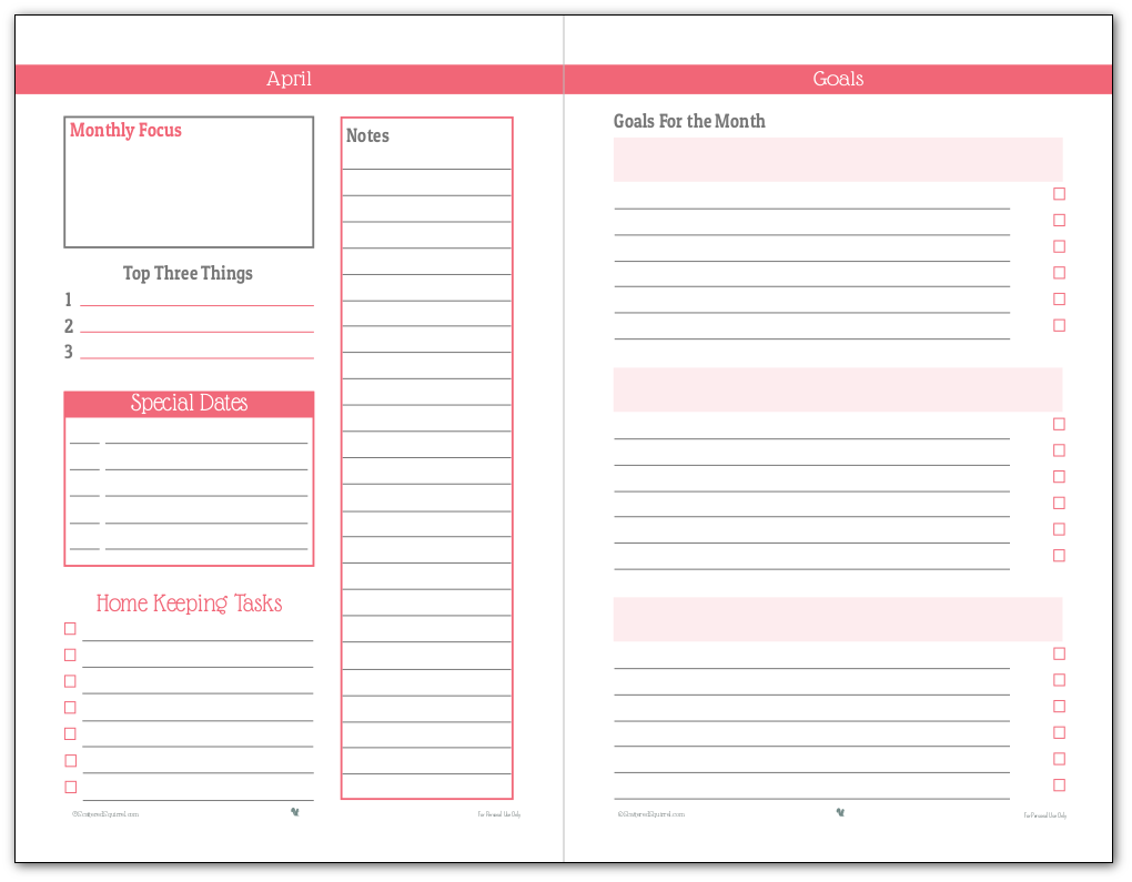 Personal Planner - Free Printables