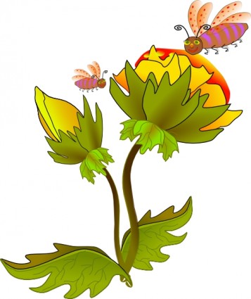 Bee And Flower clip art Vector clip art - Free vector for free ...