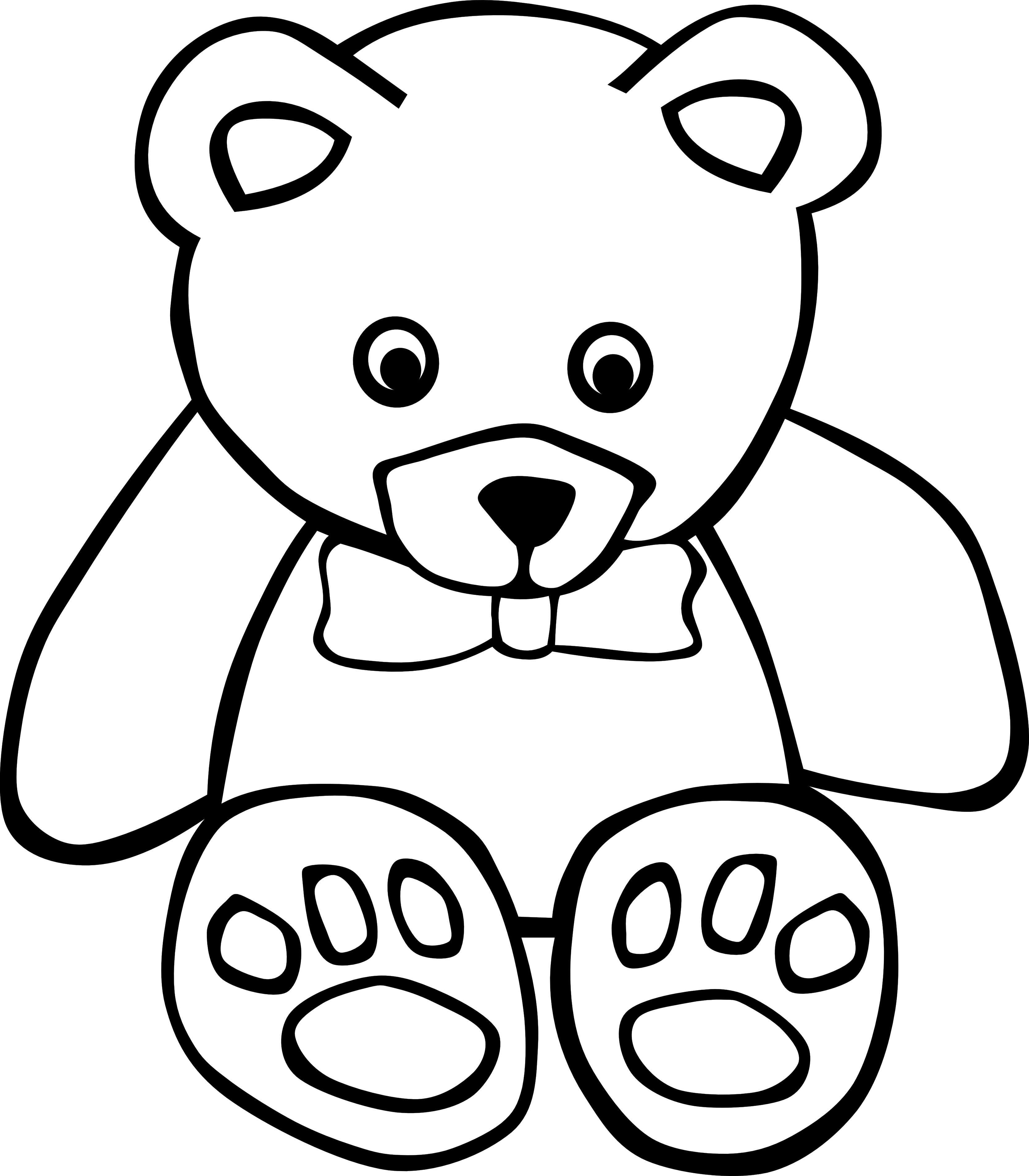 simple teddy bear 1 black white line art coloring ...