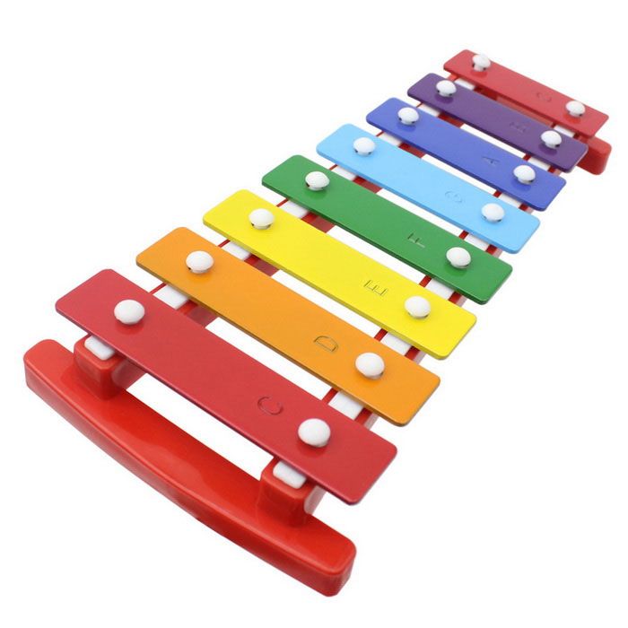 8-Tone Hand Knock Glockenspiel Xylophone Instrument - Red + ...