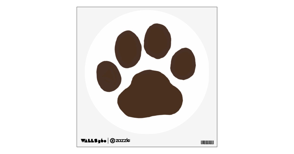 Big Dog Paw Print - Brown on White Wall Decal | Zazzle