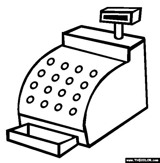 Cash register clipart black and white