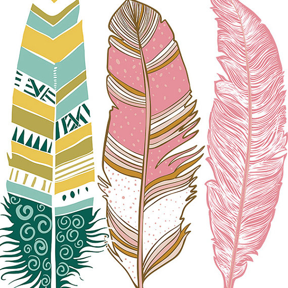 Aztec Feather ClipArt Hand Drawn Tribal Clip Art by FishScraps