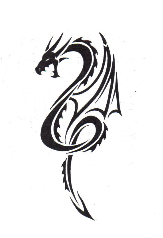 Tribal Dragon Drawing Clipart - Free to use Clip Art Resource