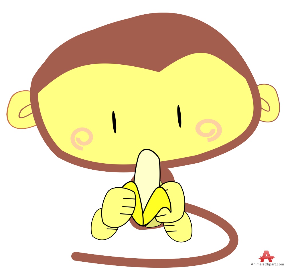 Monkey eating banana clipart