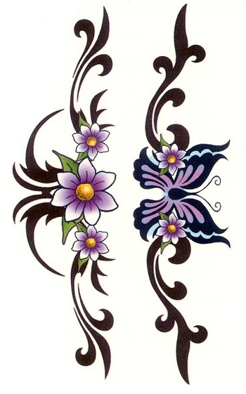 Temporary Tattoos Tribal Flower Butterfly Armband Free Download ...