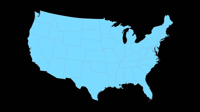 North Dakota Animated Map Video, Starts With Light Blue USA ...