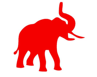 Elephant red outline clipart