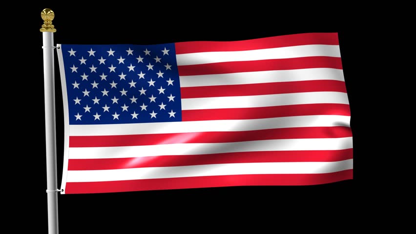Seamless Looping American Flag On Flagpole. Black Background Can ...
