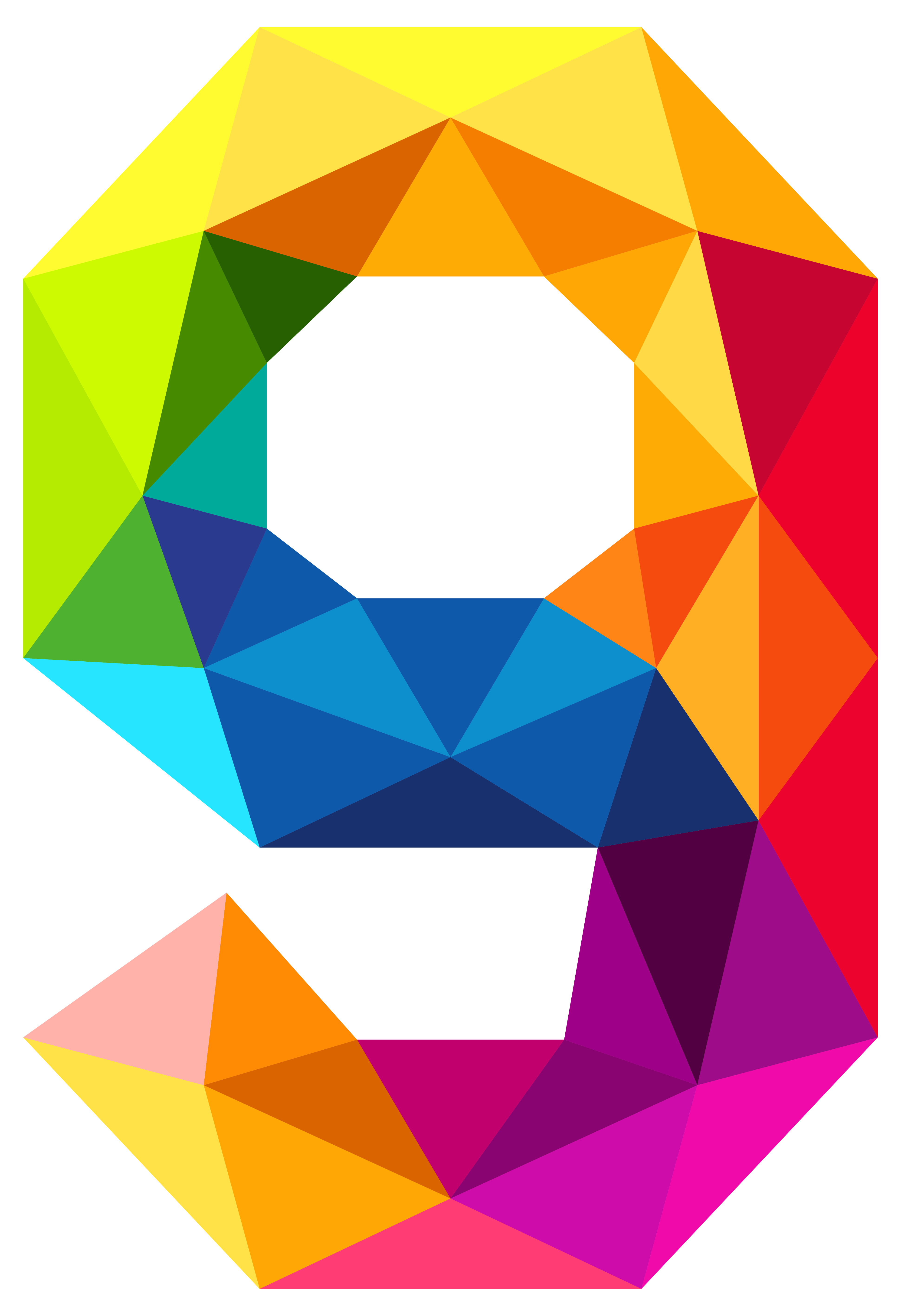 Colourful Triangles Number Nine PNG Clipart Image
