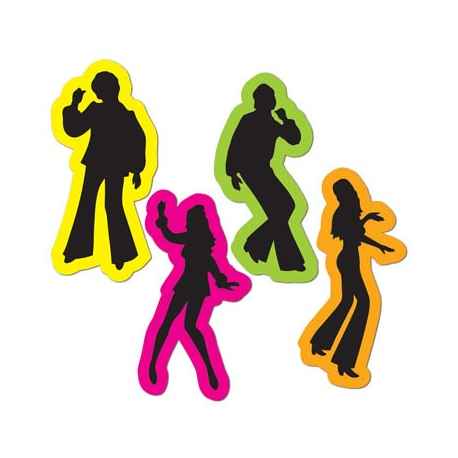 Cutout 70's Disco Dancer Silhouettes Pk4 - Party Time
