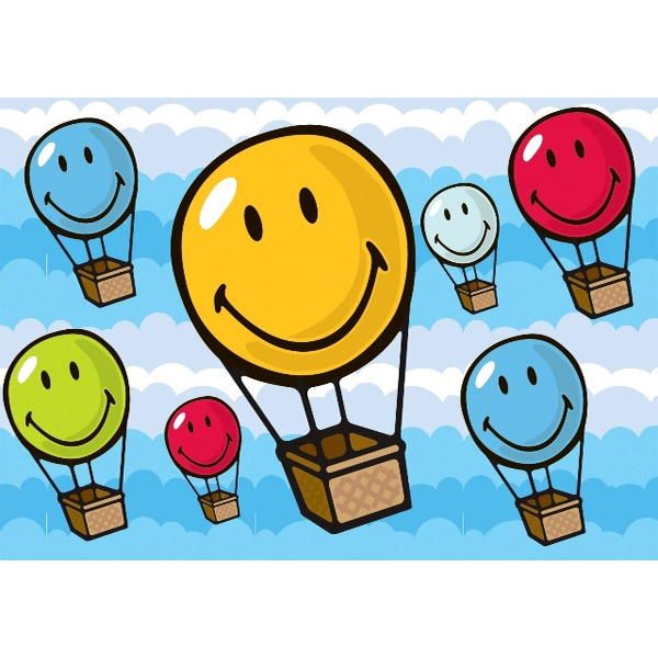 Smiley Face Hot Air Balloon Rug | Kids Rugs | Girls Rugs | Boys Rugs
