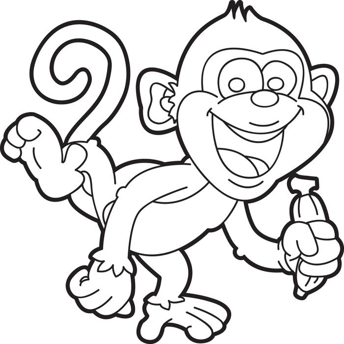 Cartoon Monkey Coloring Pages within cartoon monkeys Colouring ...