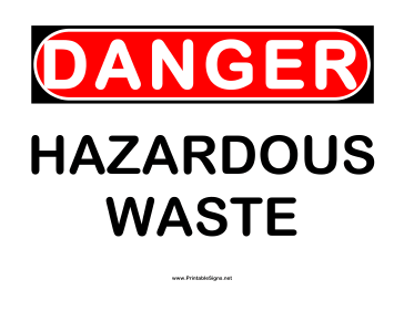 Printable Danger Hazardous Waste Sign