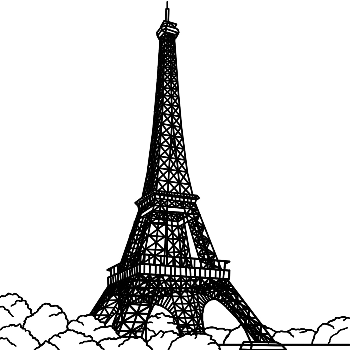 Black And White Eiffel Tower Clip Art - Quoteko.