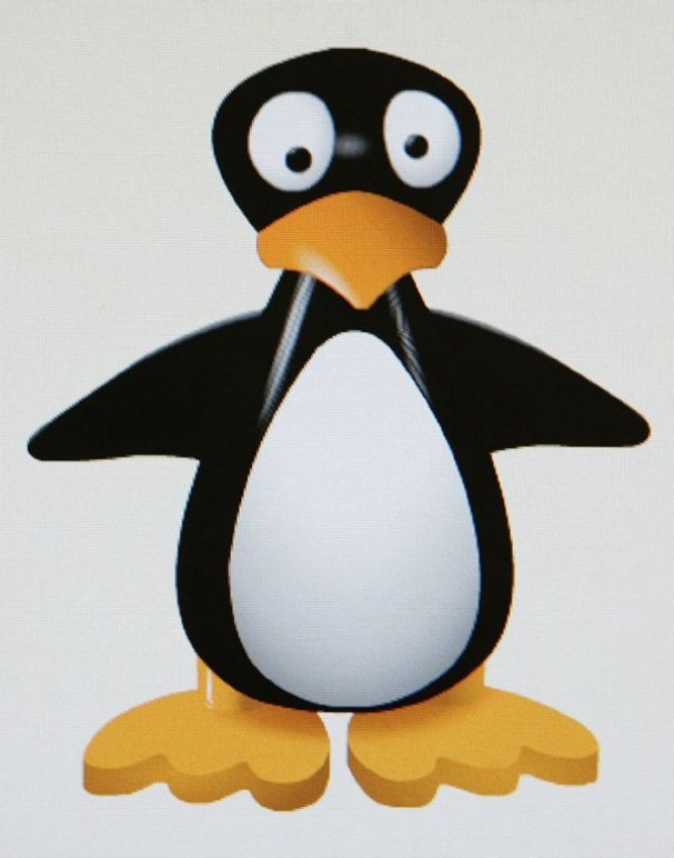 Photo: Computer-animated JiJi the penguin has turned a light on ...