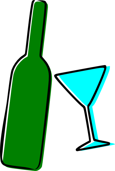 Wine Bottle And Martini Glass clip art - vector clip art online ...