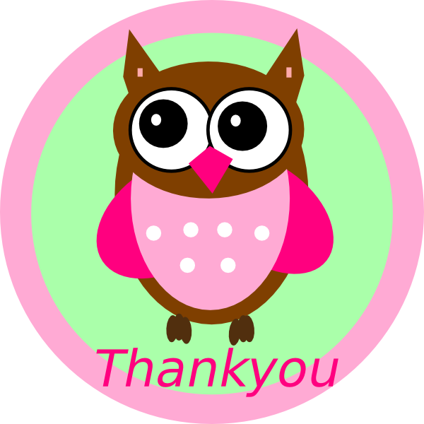 Pink Owl Thankyou Tag clip art - vector clip art online, royalty ...
