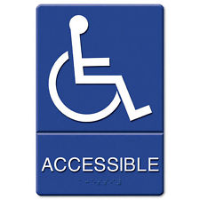 Wheelchair Accessible Tactile Symbol ADA Sign in Gray and White
